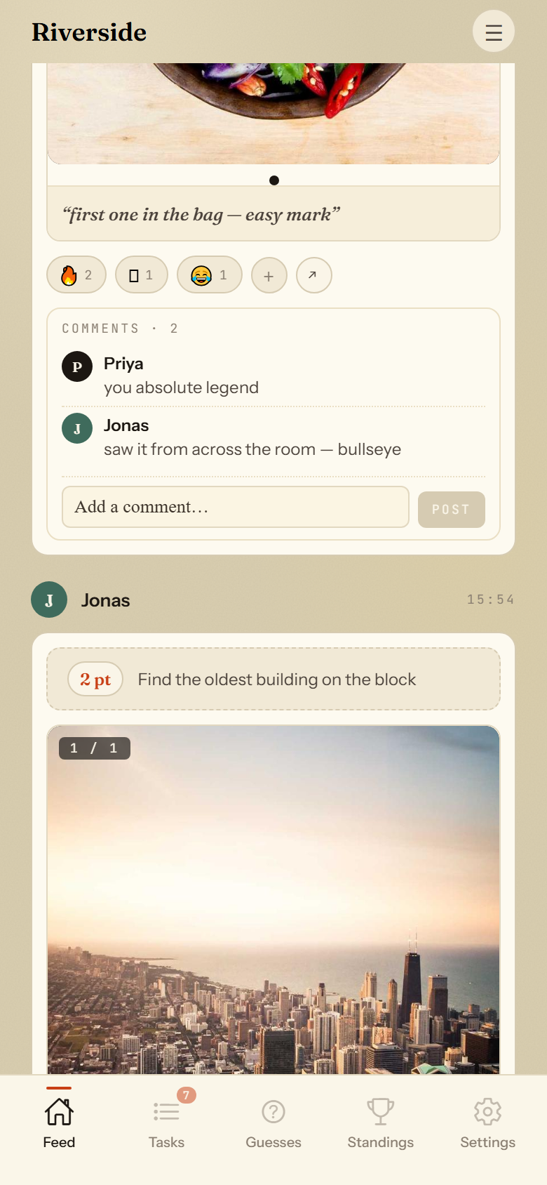 Feed reactions and comments