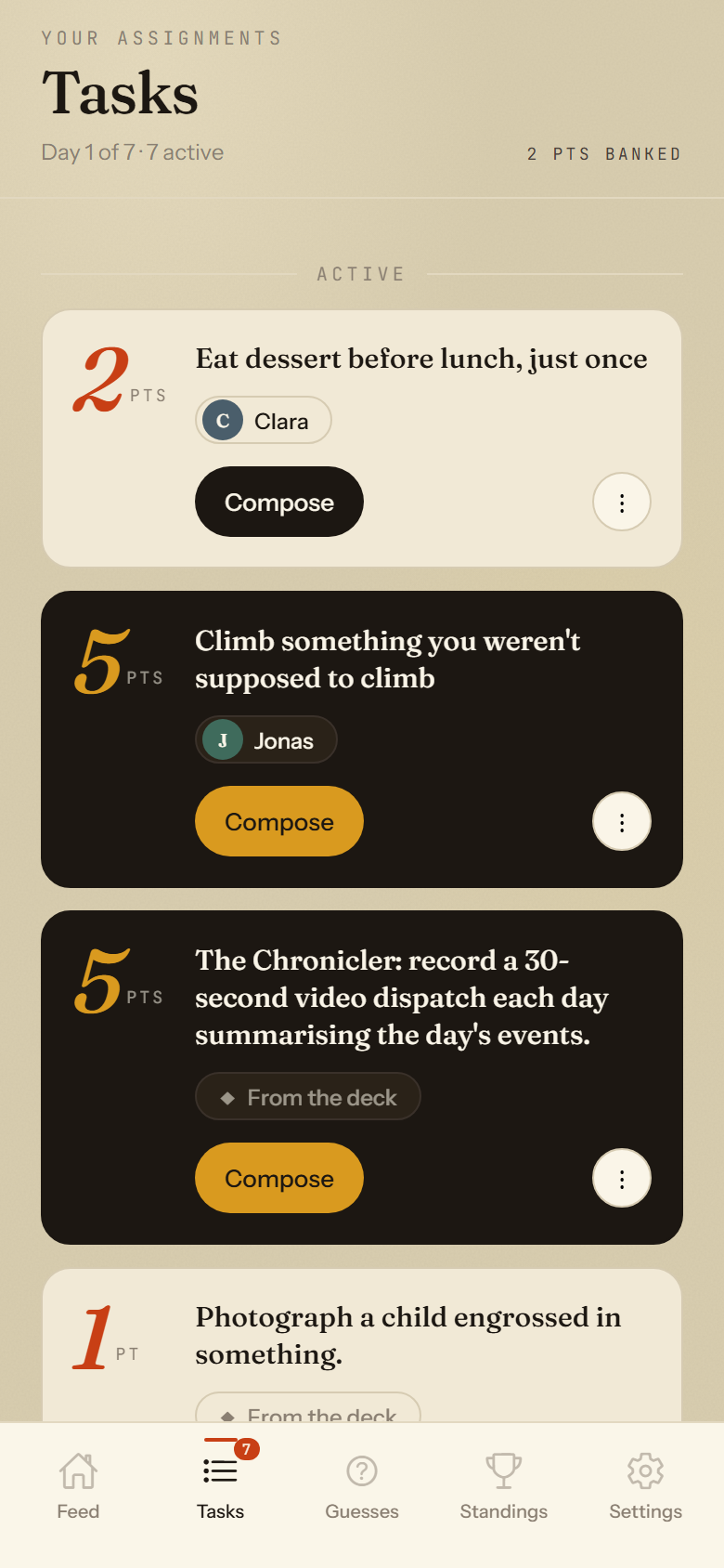 In-trip tasks