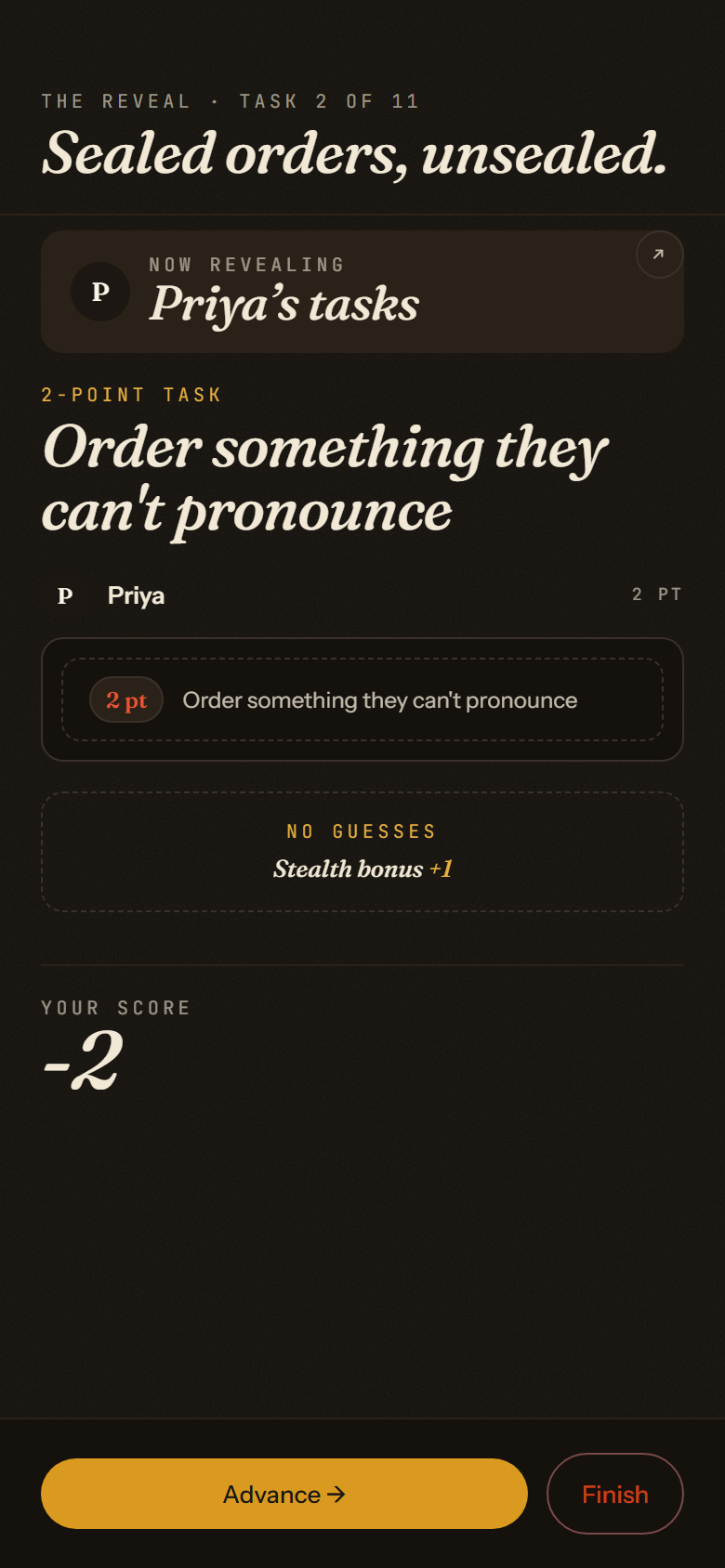 Reveal task slide