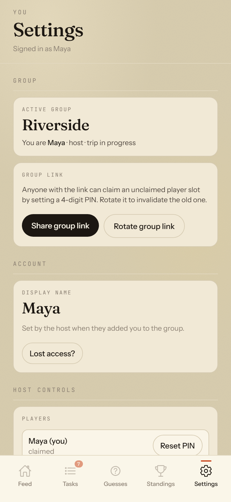 Host settings