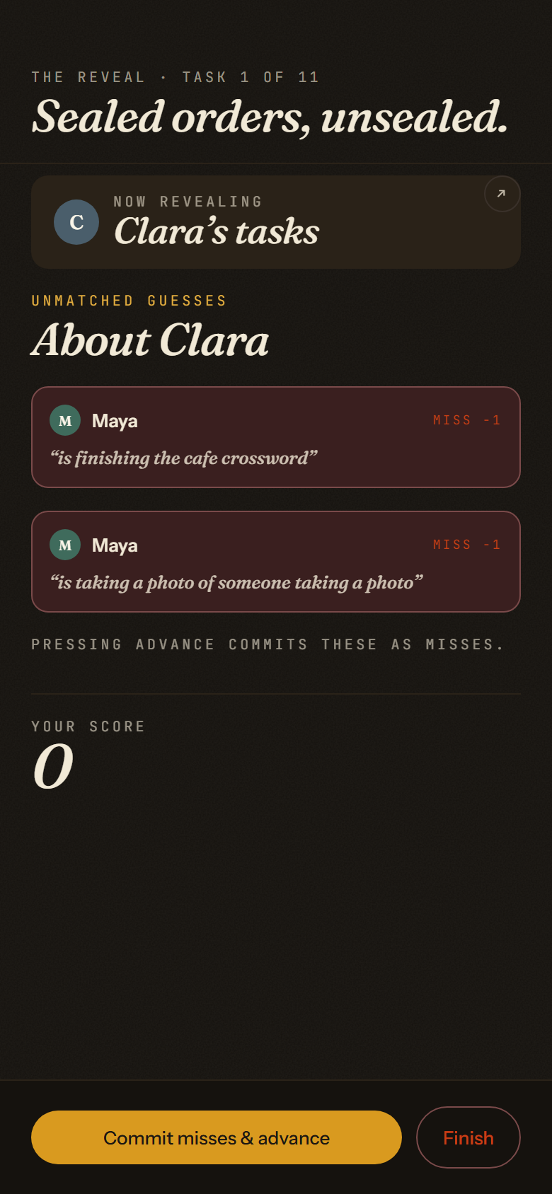 Reveal sweep slide